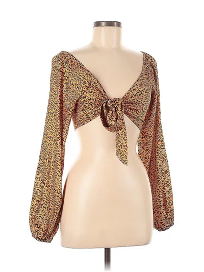 Pre-owned Nasty Gal Inc. Long Sleeve Blouse In Brown