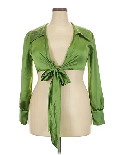 Pre-owned Nasty Gal Inc. Long Sleeve Blouse In Green
