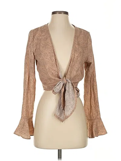 Pre-owned Nasty Gal Inc. Long Sleeve Blouse In Tan