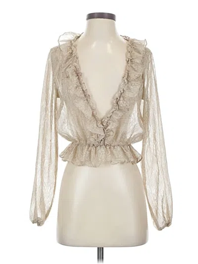 Pre-owned Nasty Gal Inc. Long Sleeve Blouse In Tan