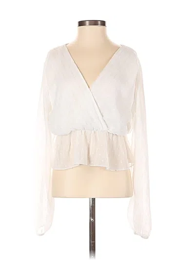 Pre-owned Nasty Gal Inc. Long Sleeve Blouse In White