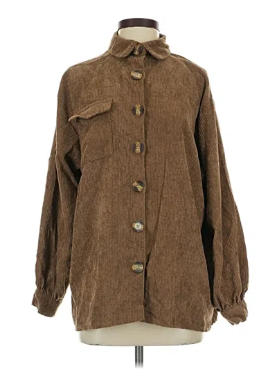 Pre-owned Nasty Gal Inc. Long Sleeve Button Down Shirt In Brown