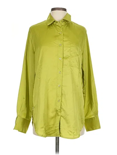 Pre-owned Nasty Gal Inc. Long Sleeve Button Down Shirt In Green