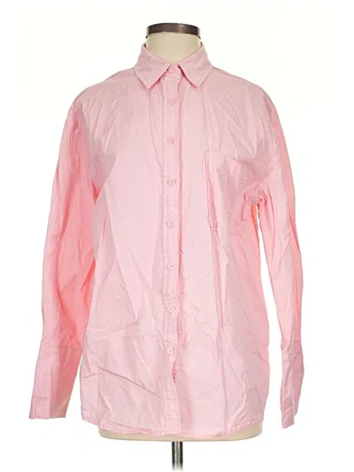 Pre-owned Nasty Gal Inc. Long Sleeve Button Down Shirt In Pink