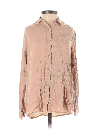 Pre-owned Nasty Gal Inc. Long Sleeve Button Down Shirt In Tan