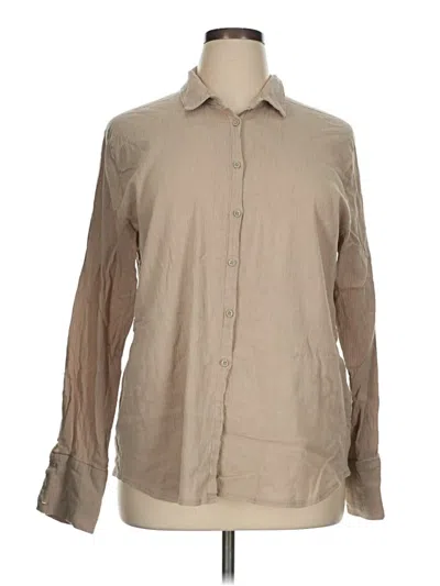 Pre-owned Nasty Gal Inc. Long Sleeve Button Down Shirt In Tan