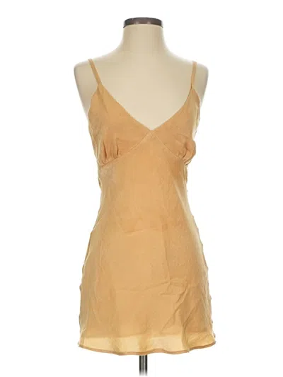 Pre-owned Nasty Gal Inc. Sleeveless Top Tan Plunge Neckline Tops