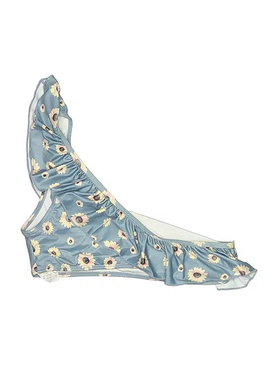 Pre-owned Nasty Gal Inc. Swimsuit Top Blue Floral Pattern Swimwear