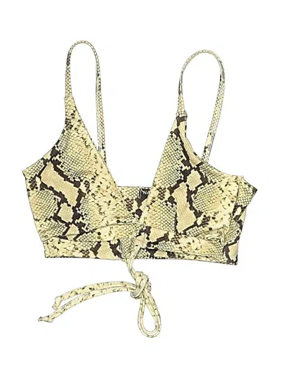 Pre-owned Nasty Gal Inc. Swimsuit Top Gold Animal Print Pattern Swimwear