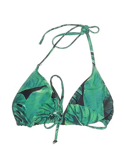 Pre-owned Nasty Gal Inc. Swimsuit Top Green Tropical Pattern Swimwear
