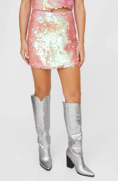 Nasty Gal Iridescent Disc Sequin Miniskirt In Pink