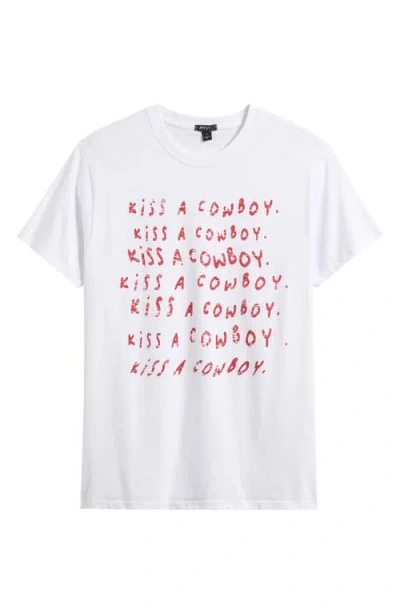 Nasty Gal Kiss A Cowboy Graphic T-shirt In White
