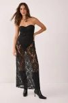 Nasty Gal Lace Bandeau Sheer Maxi Dress In Black