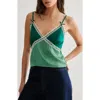 Nasty Gal Lace Trim Satin Camisole In Green