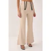 Nasty Gal Lace Trim Tailored Flared Pants In Neutral