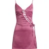 Nasty Gal Lace-up Detail Satin Minidress In Mauve