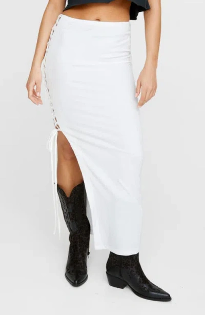 Nasty Gal Lace-up Knit Skirt In White