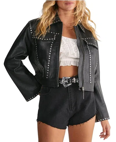 NASTY GAL LEATHER STUDDED CROPPED JACKET