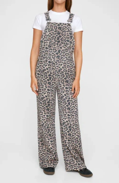 Nasty Gal Leopard Print Denim Overalls