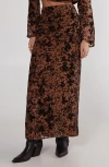 Nasty Gal Leopard Print Floral Devoré Maxi Skirt In Tan