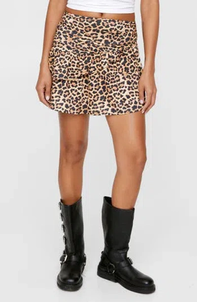 NASTY GAL NASTY GAL LEOPARD PRINT RUFFLE MINISKIRT