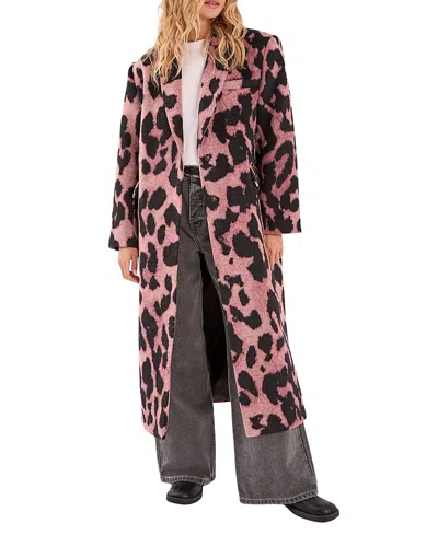 Nasty Gal Leopard Wool Blend Tailored Coat In Pink