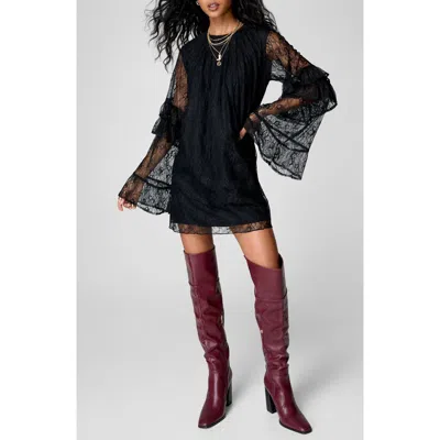 Nasty Gal Long Sleeve Lace Minidress In Black