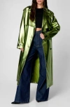 Nasty Gal Metallic Belted Double Breasted Faux Leather Trench Coat