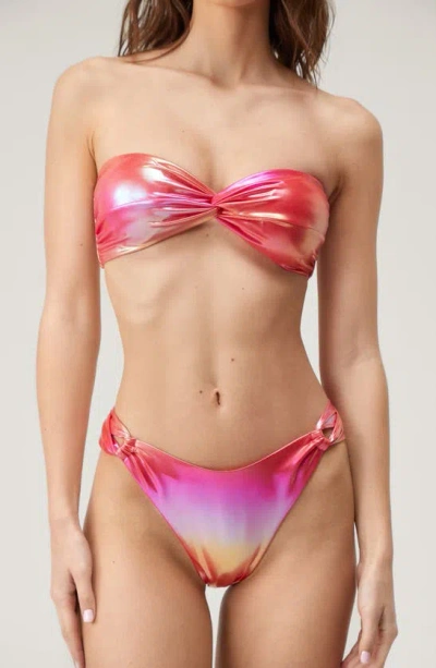 Nasty Gal Metallic Ombré Bandeau Two-piece Swimsuit In Pink