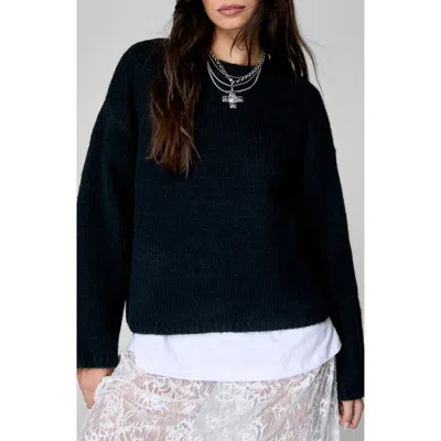 Nasty Gal Oversize Crewneck Sweater In Black