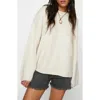 Nasty Gal Oversize Crewneck Sweater In Ecru