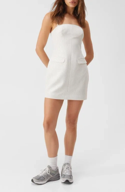 Nasty Gal Pinny Tailored Minidress In Ivory Pinstripe