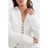Nasty Gal Pinstripe Lace-up Jacket In Ivory