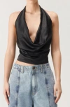 NASTY GAL NASTY GAL PLUNGE COWL NECK SATIN HALTER TOP