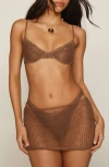 Nasty Gal Pom Pom Crochet Swim Top In Brown