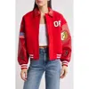 Nasty Gal Premium Tailored Appliqué Bomber Jacket In Red