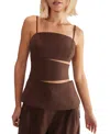 Nasty Gal Premium Tailored Cut Out Longline Top In Brown