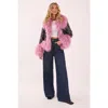 Nasty Gal Printed Shearling Leather Jacket In Multi