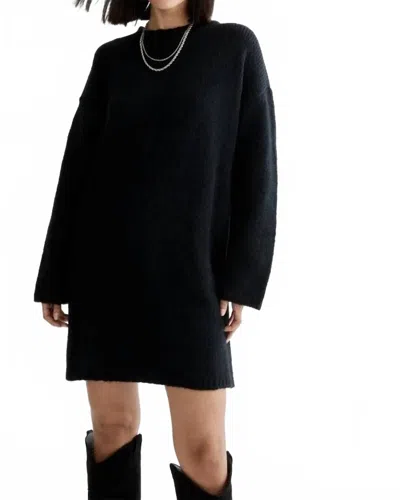 Nasty Gal Ribbed Knit Crew Neck Sweater Dress In Black