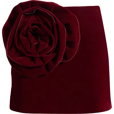 Nasty Gal Rosette Velvet Miniskirt In Burgundy