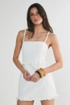 Nasty Gal Ruched Strap Ruffle Tailored Mini Dress In White