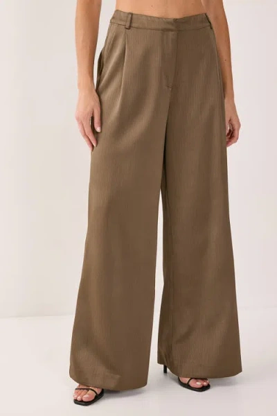 Nasty Gal Satin Pleated Tailored Pants In Brown