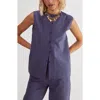 Nasty Gal Stripe Button-up Vest In Navy