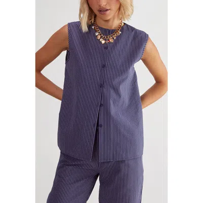 Nasty Gal Stripe Button-up Vest In Navy