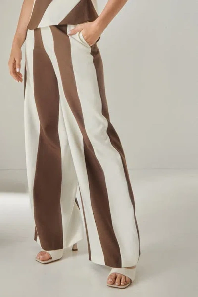 Nasty Gal Stripe Tailored Wide Leg Pants In Brown