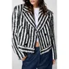 Nasty Gal Stripe Texture Double Breasted Jacket In Mono