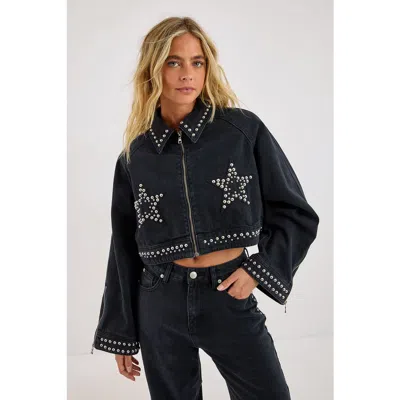 Nasty Gal Studded Denim Jacket In Black
