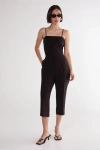 Nasty Gal Tailored Capri Square Neck Playsuit In Black