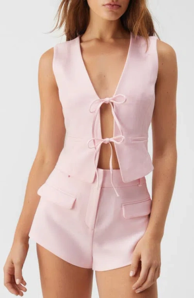 Nasty Gal Tailored Tie Front Vest In Baby Pink