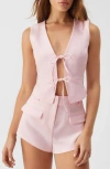 Nasty Gal Tailored Tie Front Vest In Pink